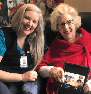 Lifestyle Co-ordinator Alana trialling the Dementia Skype Project
